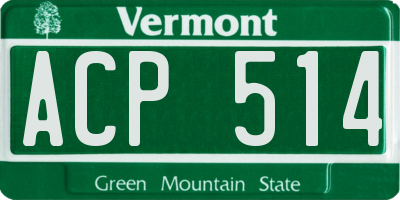 VT license plate ACP514