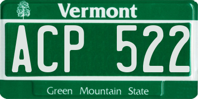 VT license plate ACP522
