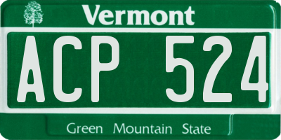 VT license plate ACP524