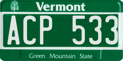 VT license plate ACP533