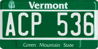 VT license plate ACP536