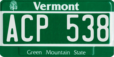 VT license plate ACP538