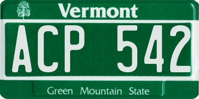 VT license plate ACP542