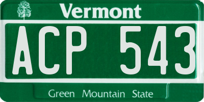 VT license plate ACP543