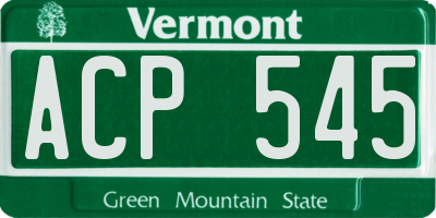 VT license plate ACP545