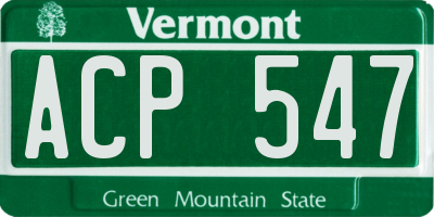 VT license plate ACP547