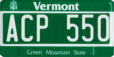 VT license plate ACP550