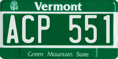 VT license plate ACP551