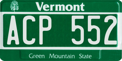 VT license plate ACP552