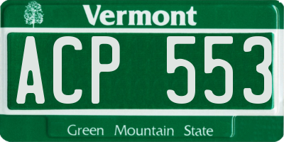 VT license plate ACP553