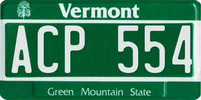 VT license plate ACP554