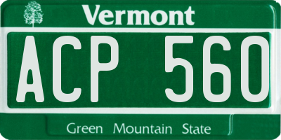 VT license plate ACP560