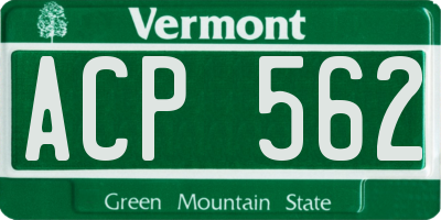 VT license plate ACP562