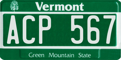 VT license plate ACP567