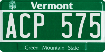 VT license plate ACP575