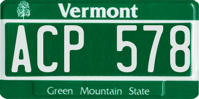 VT license plate ACP578