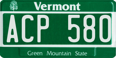 VT license plate ACP580