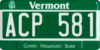 VT license plate ACP581