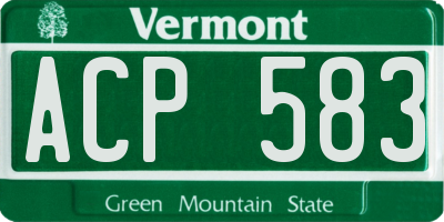 VT license plate ACP583