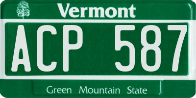 VT license plate ACP587