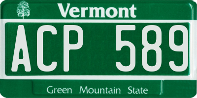 VT license plate ACP589