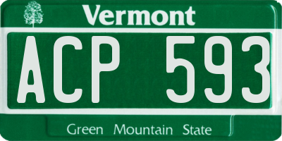 VT license plate ACP593