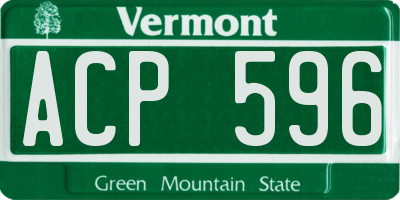 VT license plate ACP596