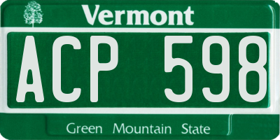 VT license plate ACP598