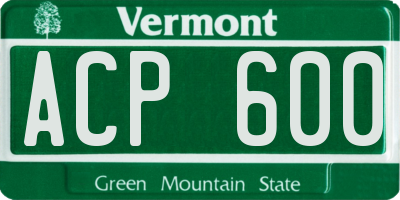 VT license plate ACP600