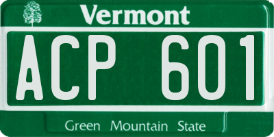 VT license plate ACP601