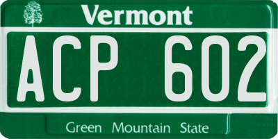 VT license plate ACP602