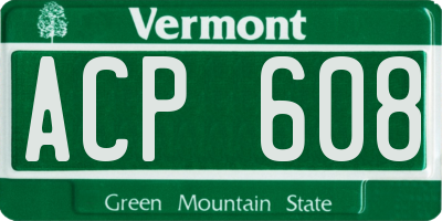VT license plate ACP608