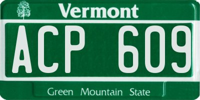 VT license plate ACP609