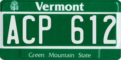 VT license plate ACP612