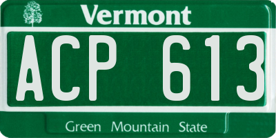 VT license plate ACP613