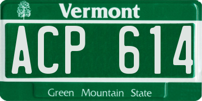 VT license plate ACP614