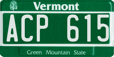 VT license plate ACP615