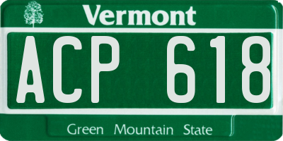 VT license plate ACP618