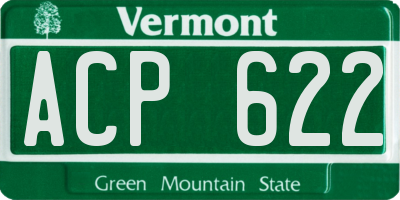 VT license plate ACP622
