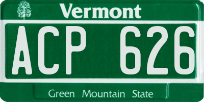 VT license plate ACP626