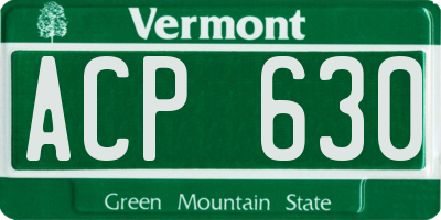 VT license plate ACP630