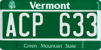VT license plate ACP633