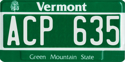 VT license plate ACP635