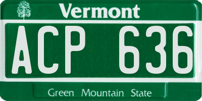 VT license plate ACP636