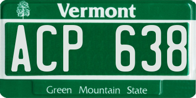VT license plate ACP638