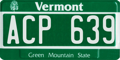 VT license plate ACP639