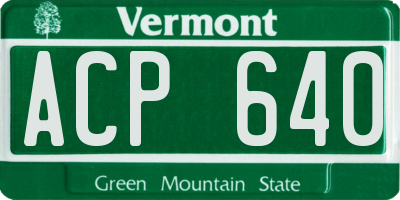 VT license plate ACP640