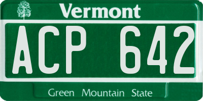 VT license plate ACP642