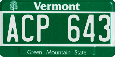 VT license plate ACP643