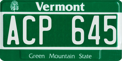 VT license plate ACP645
